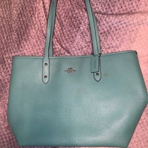 light blue teal coach purse AUTHENTIC
